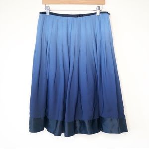 Talbots Silk Pleated Ombré Blue Skirt 10